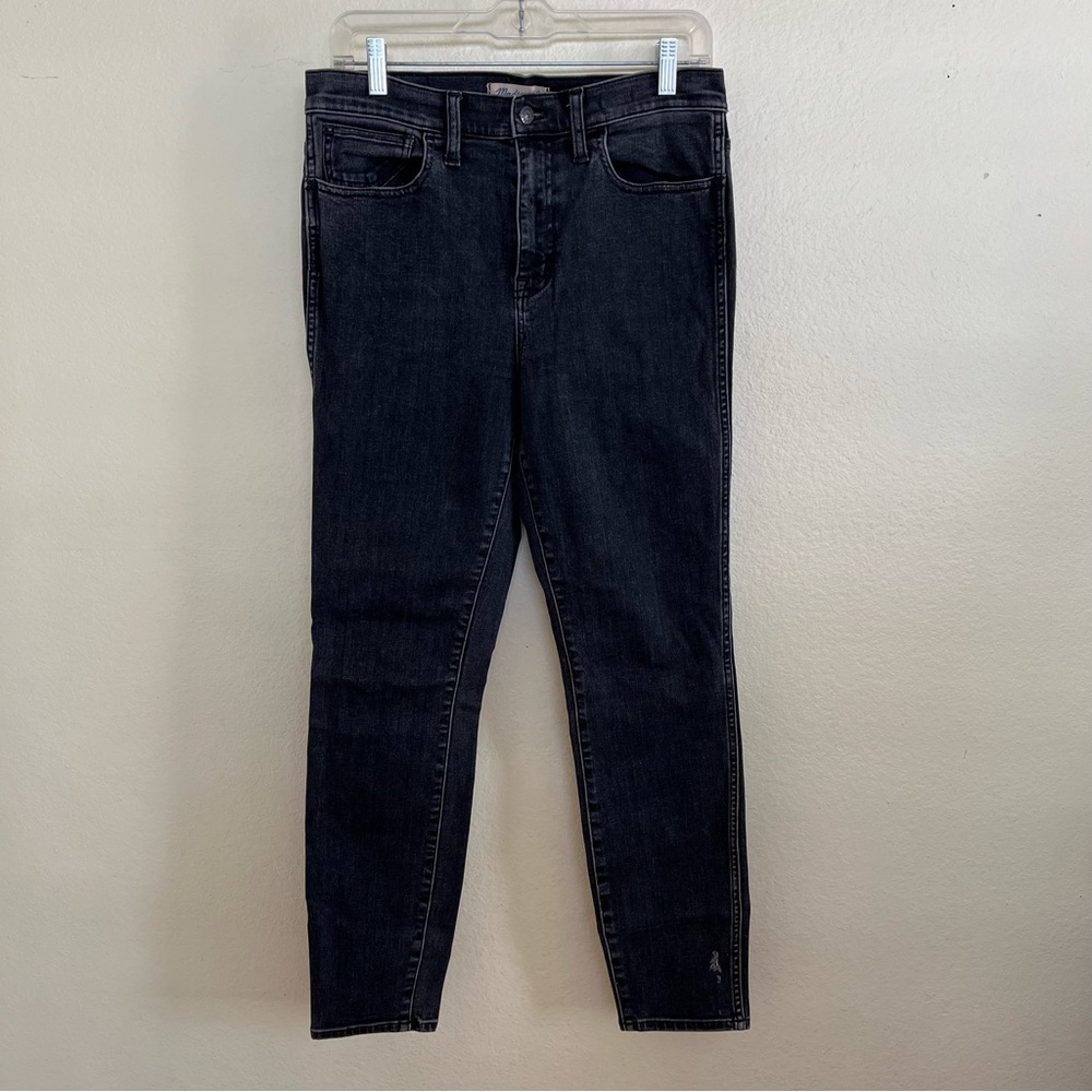 Madewell 10” High Riser Skinny Skinny Distressed Stretch Black Jeans Size 29”